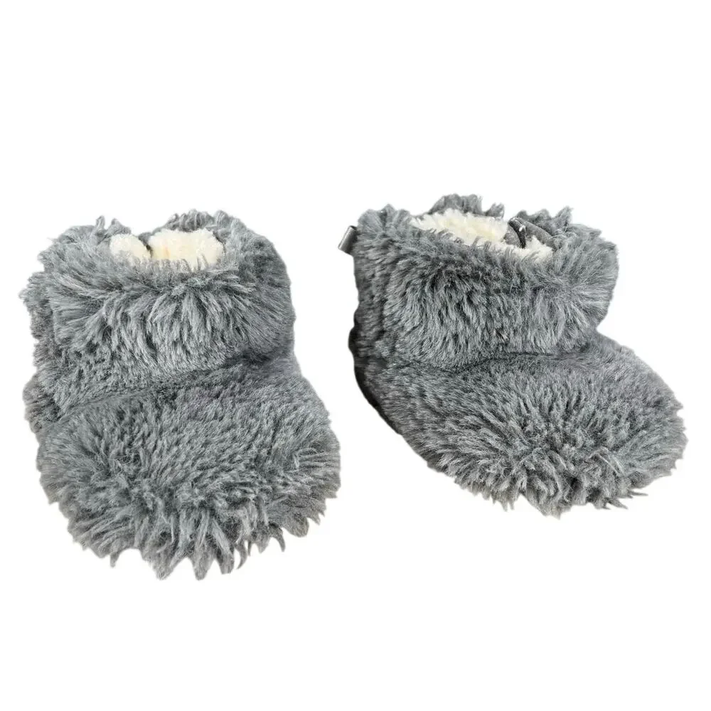 UGG Unisex Crib Booties Gray Jesse Fluff Faux Fur Snow Boots US 2/3